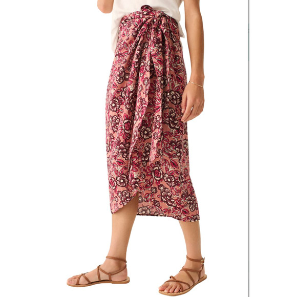 Faherty Pacifica Floral Linen Wrap Skirt | Sz S,  Rose Desert Bloom NWT $138 - Picture 5 of 7